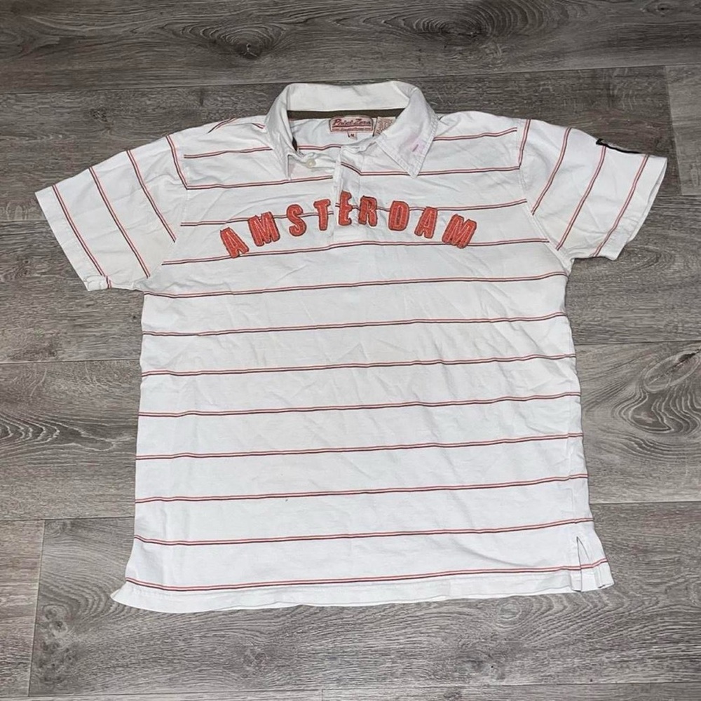 Vintage Point Zero Amsterdam polo shirt in white and red